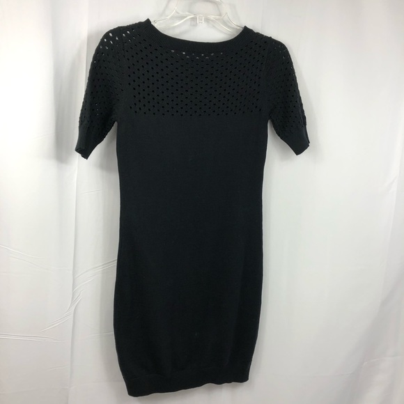 BB Dakota Black Sweater Shift Dress Crochet XS - Picture 2 of 8